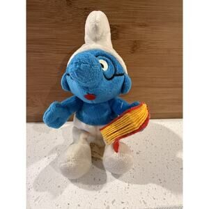 Brainy Smurf with Glasses &‎ Book Toy Smurfs Plush Peyo 10 Inches